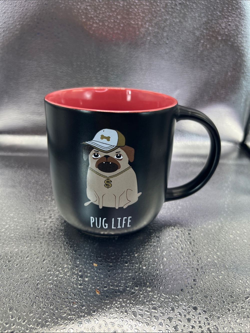Pug Life Black and Red Ceramic Mug - Dog Lover Gift